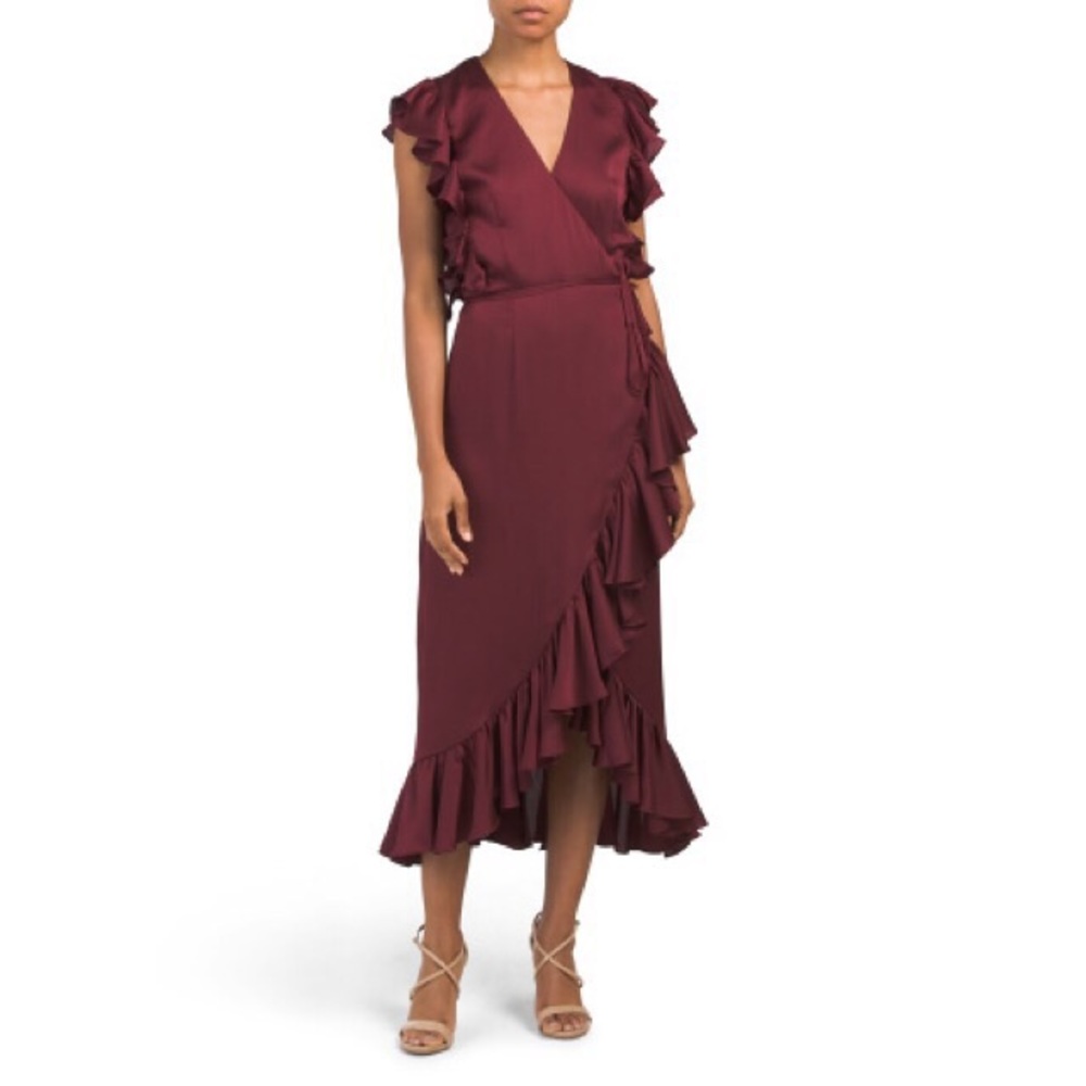 NWT ruffle wrap midi dress